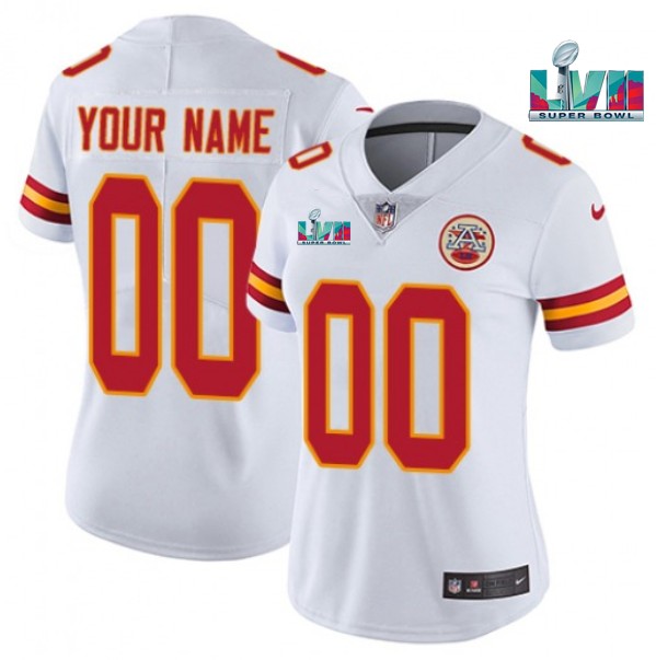 Women's Kansas City Chiefs Active Player Custom White Super Bowl LVII Patch Vapor Stitched Jersey(Run Small)
